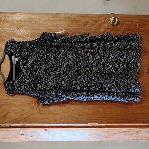 NWT J Howard Chiffon Tiered Dress Black White Polka Dot Sleeveless Lined 24W